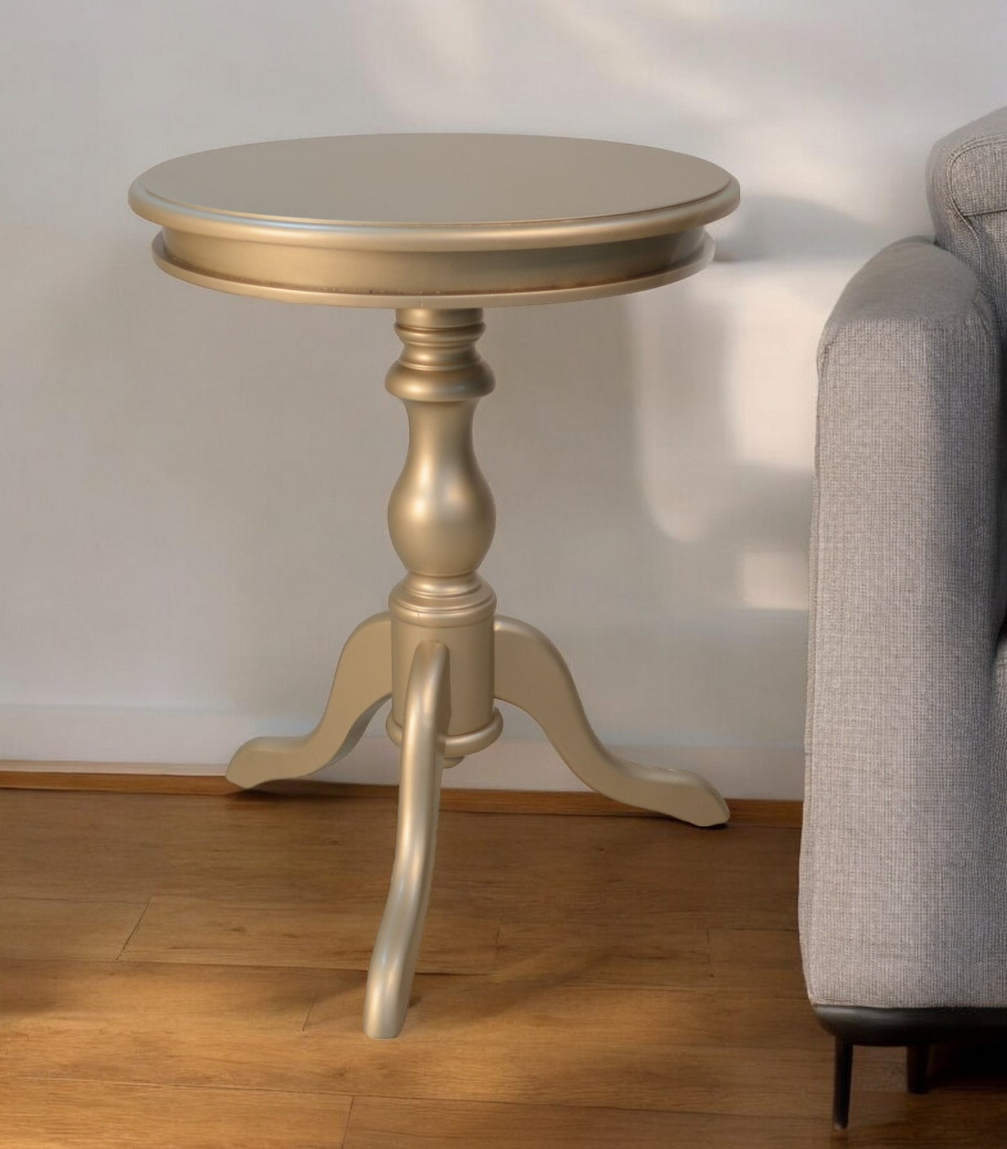 25" Champagne Wood Round End Table