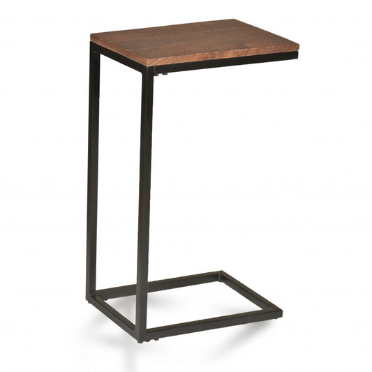 25" Black And Chestnut Solid Wood Rectangular End Table