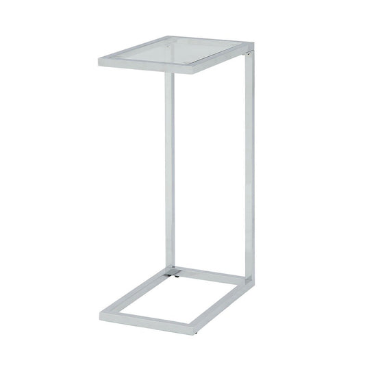 26" Clear And White Glass And Steel End Table