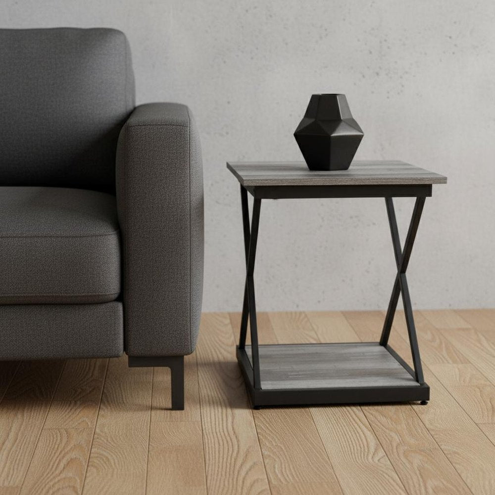 20" Black And Brown Manufactured Wood Square End Table