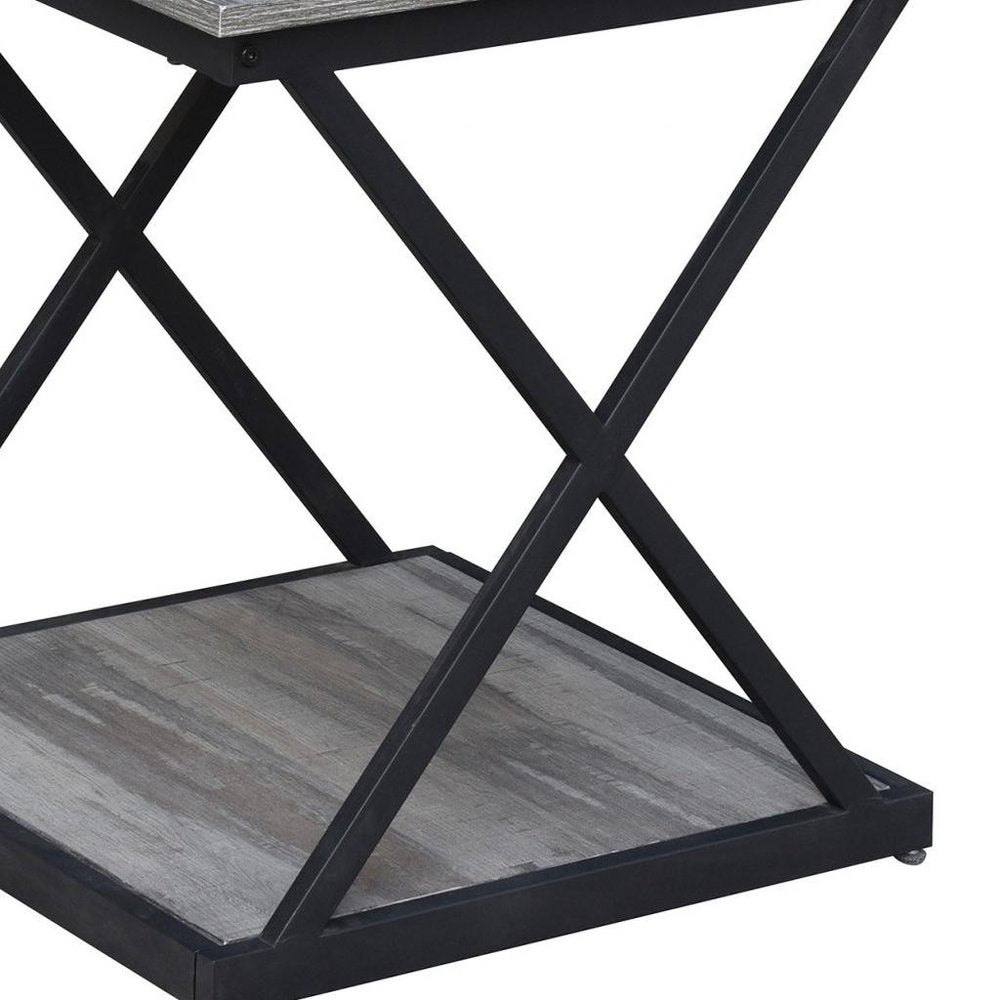 20" Black And Brown Manufactured Wood Square End Table