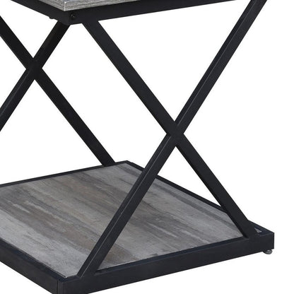20" Black And Brown Manufactured Wood Square End Table