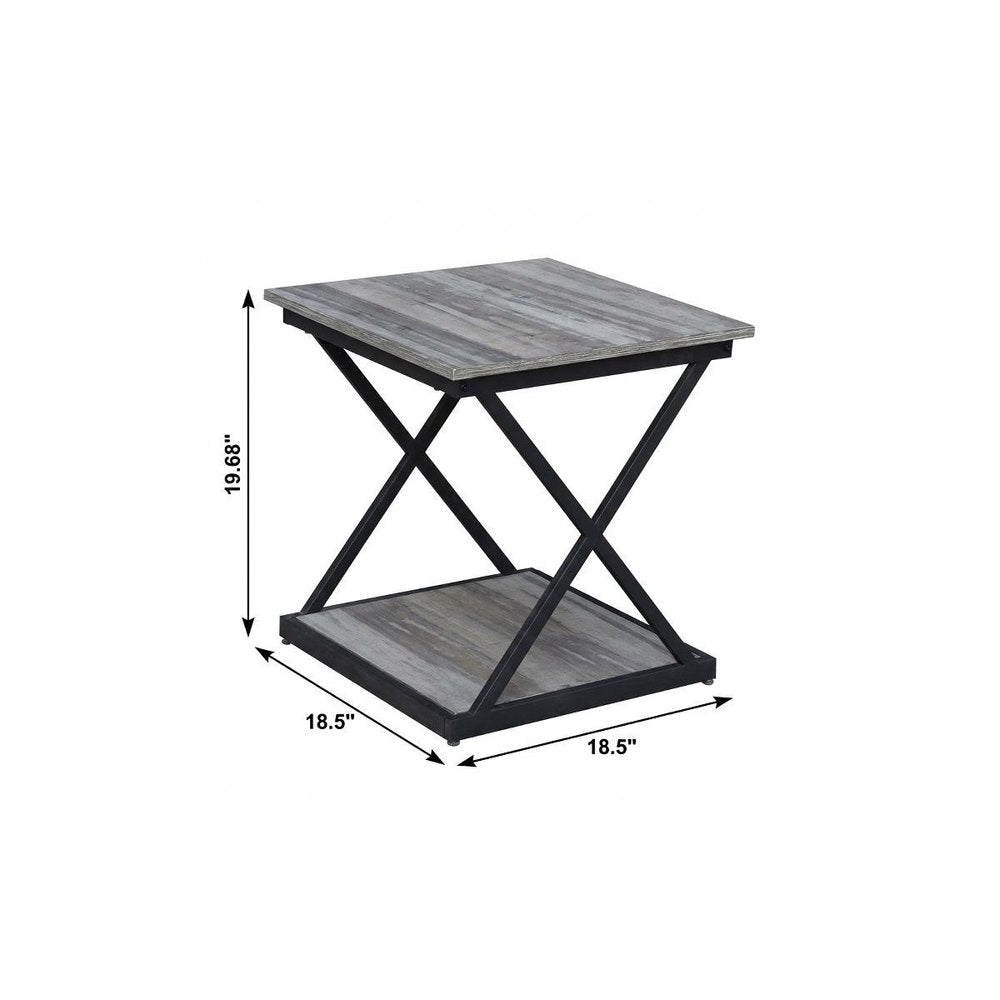 20" Black And Brown Manufactured Wood Square End Table