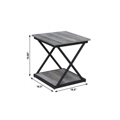 20" Black And Brown Manufactured Wood Square End Table
