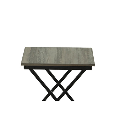 20" Gray and Black Wood and Iron Square Frame End Table With Shelf