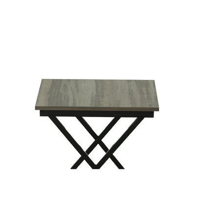 20" Gray and Black Wood and Iron Square Frame End Table With Shelf