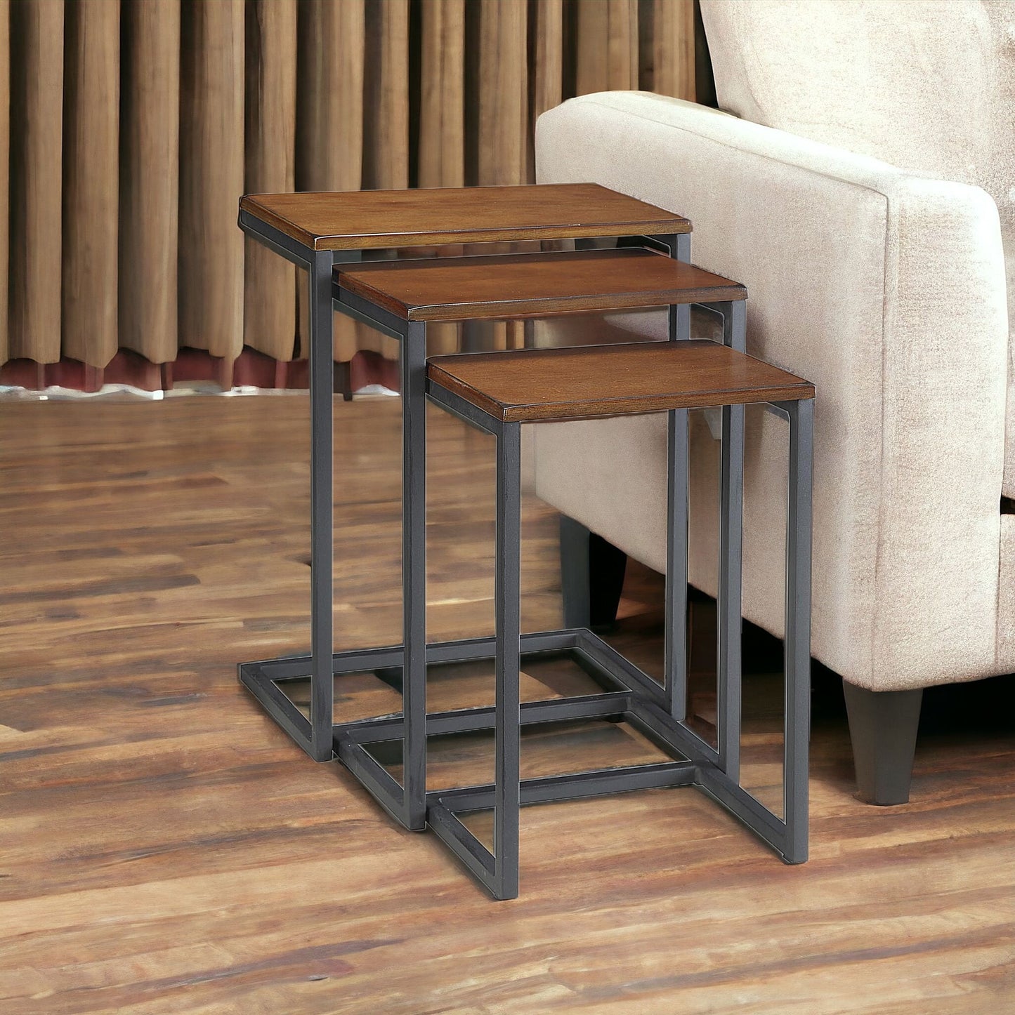 24" Black And Brown Manufactured Wood Rectangular End Table