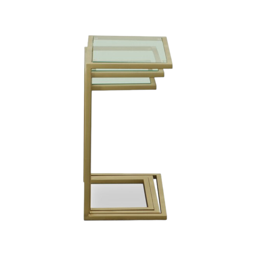 24" Gold Glass Rectangular End Table