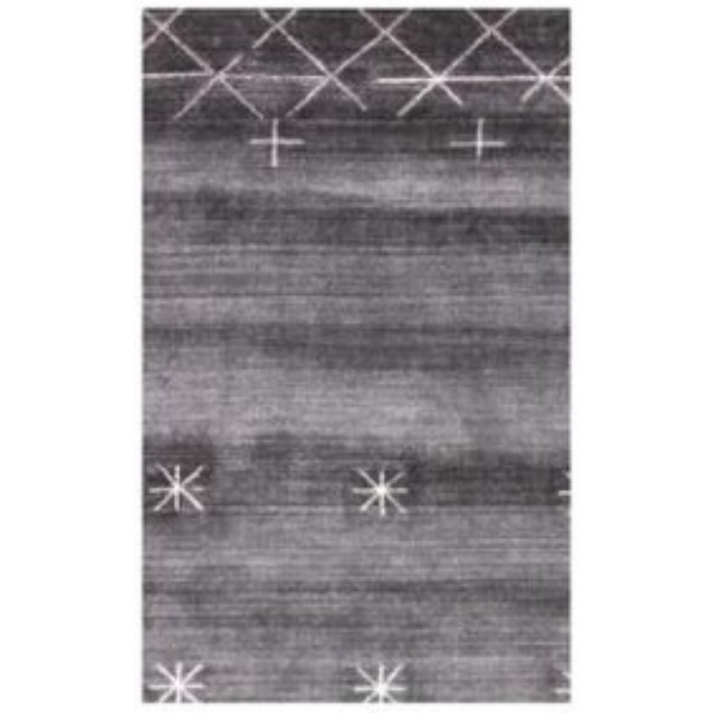 5' x 8' Black Gray and White Abstract Ombre with Stars Hand Loomed Area Rug