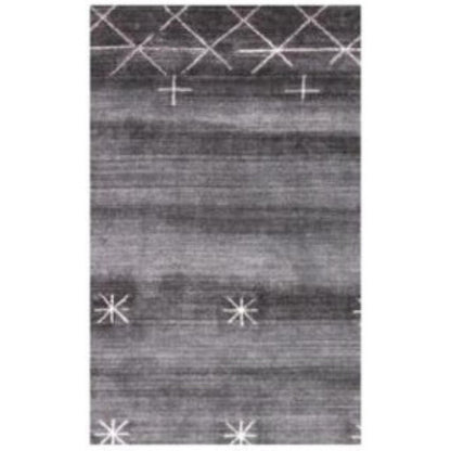 5' X 8' Black Gray and White Abstract Ombre with Stars Hand Loomed Area Rug