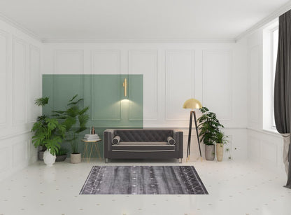 5' X 8' Black Gray and White Abstract Ombre with Stars Hand Loomed Area Rug