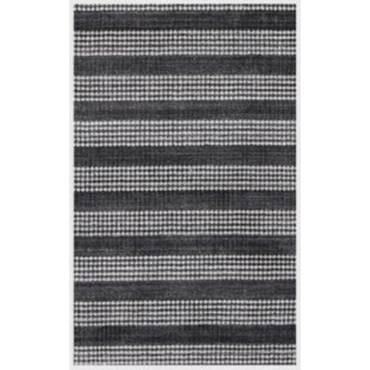 5' X 8' Black And White Striped Hand Loomed Area Rug