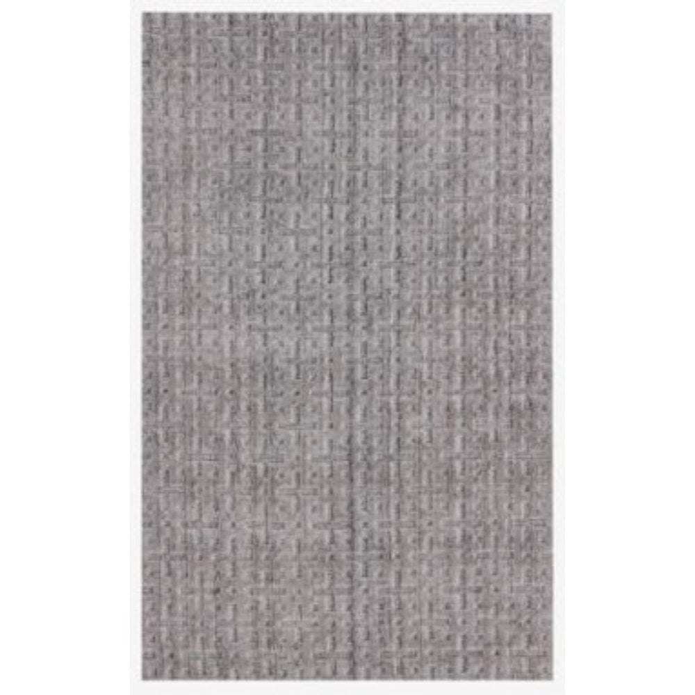 5' X 8' Tan And Charcoal Plaid Cross Hand Loomed Area Rug