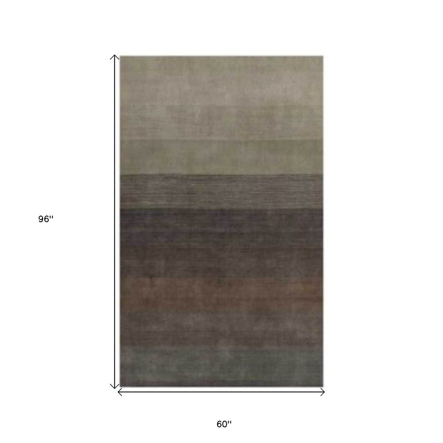5' X 8' Expresso And Brown Ombre Hand Loomed Area Rug