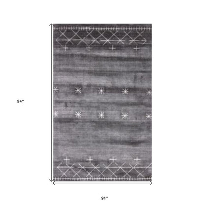 8' X 11' Blue And Black Ombre Hand Loomed Area Rug