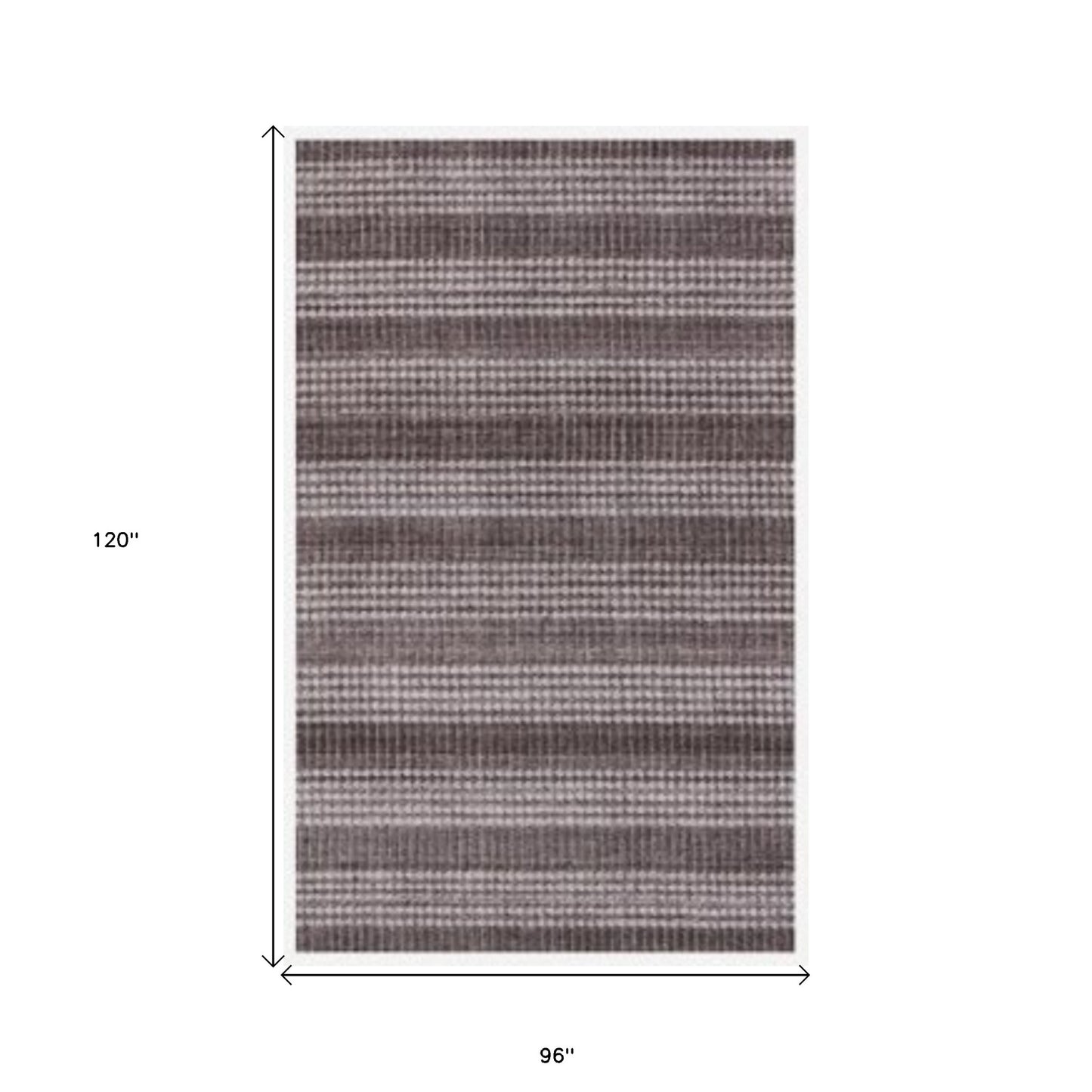 8' X 10' Rust And White Striped Hand Loomed Area Rug