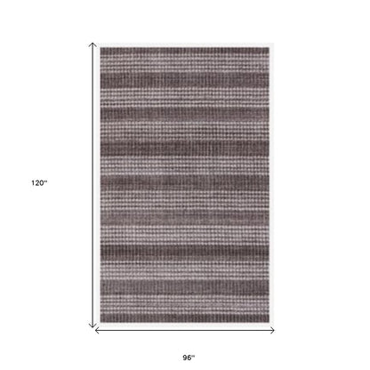 8' X 10' Rust And White Striped Hand Loomed Area Rug