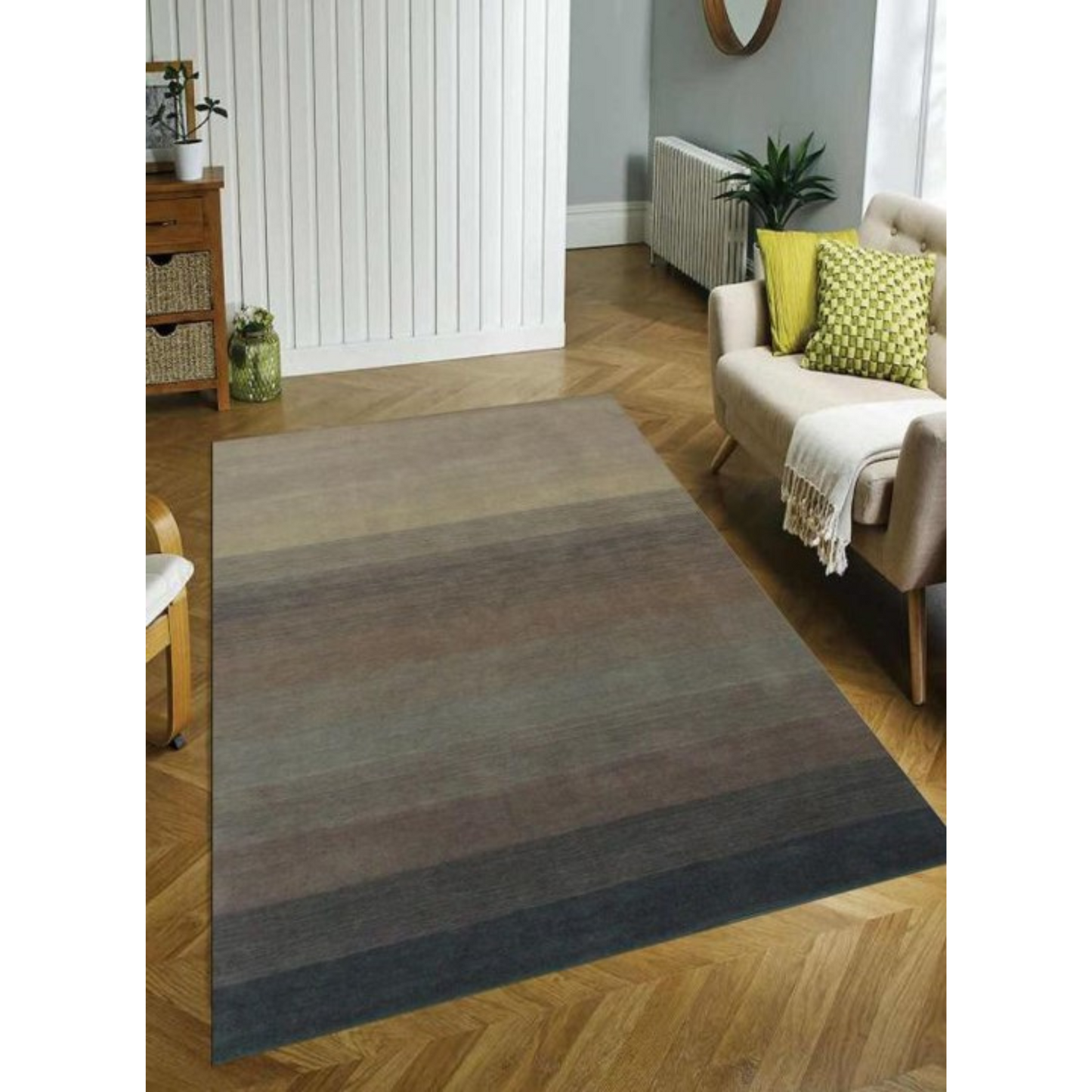 8' X 10' Indigo And Tan Hand Loomed Area Rug