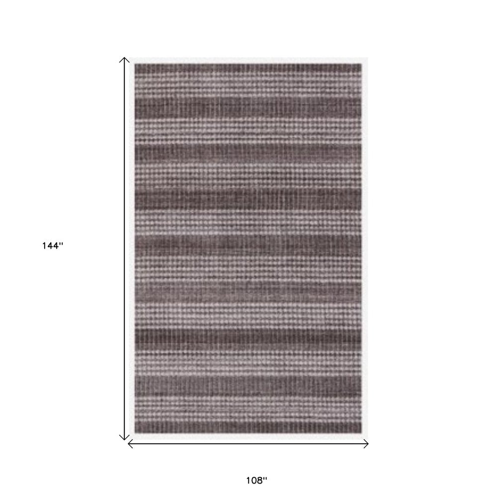 9' X 12' Rust And White Striped Hand Loomed Area Rug
