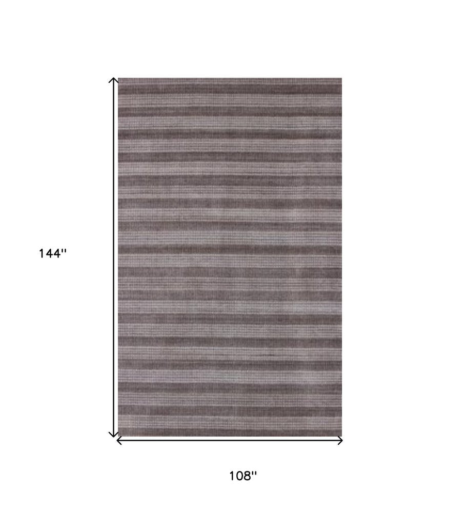 9' X 12' Rust And White Hand Loomed Area Rug