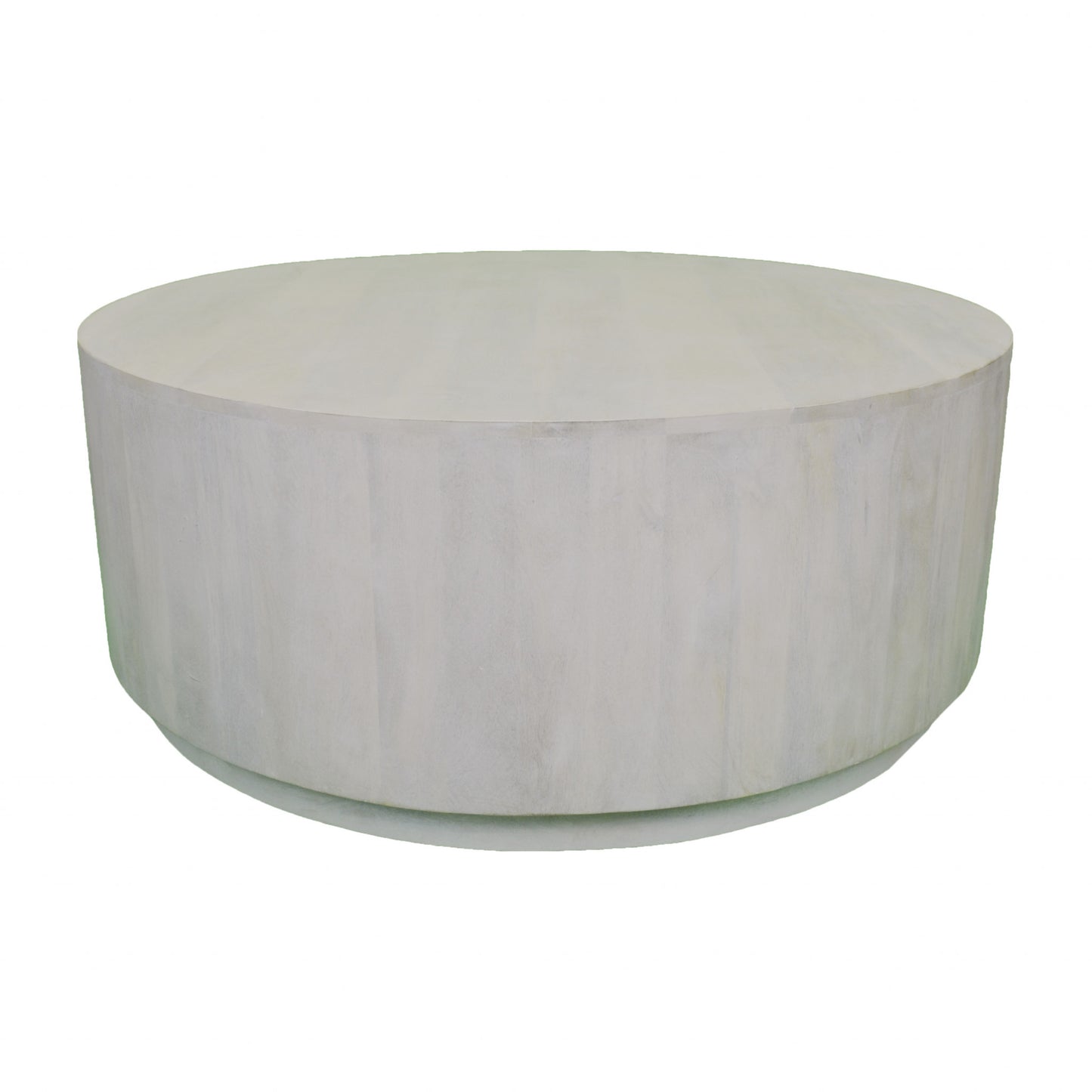 42" Rustic White Solid Wood Round Distressed Coffee Table