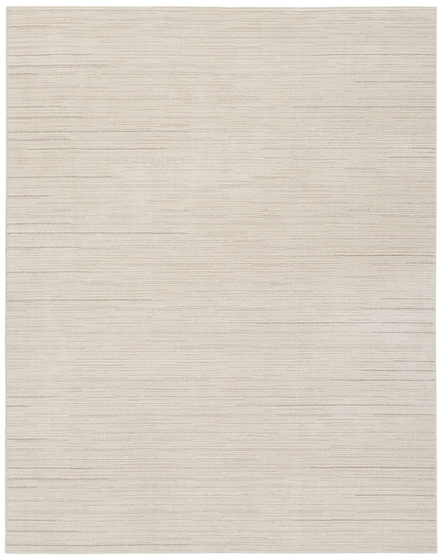 Beige flatweave rug with subtle horizontal stripe texture; neutral rectangular area rug.
