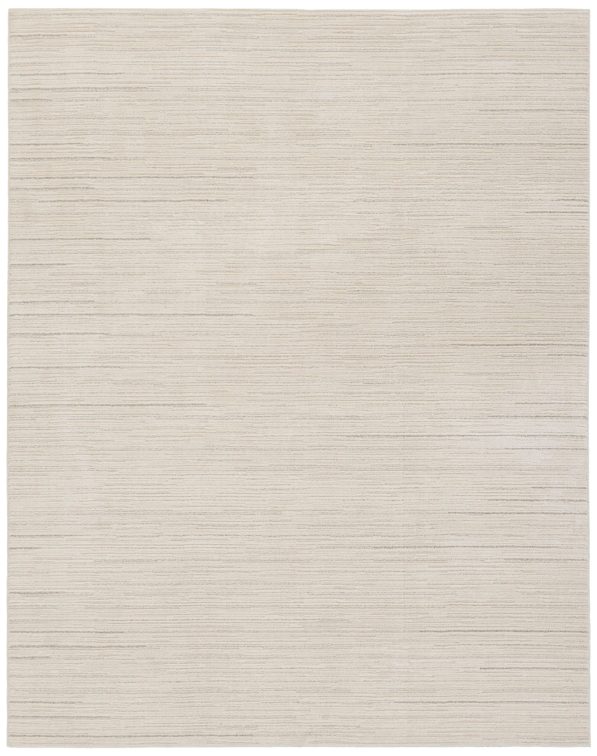 Beige flatweave rug with subtle horizontal stripe texture; neutral rectangular area rug.