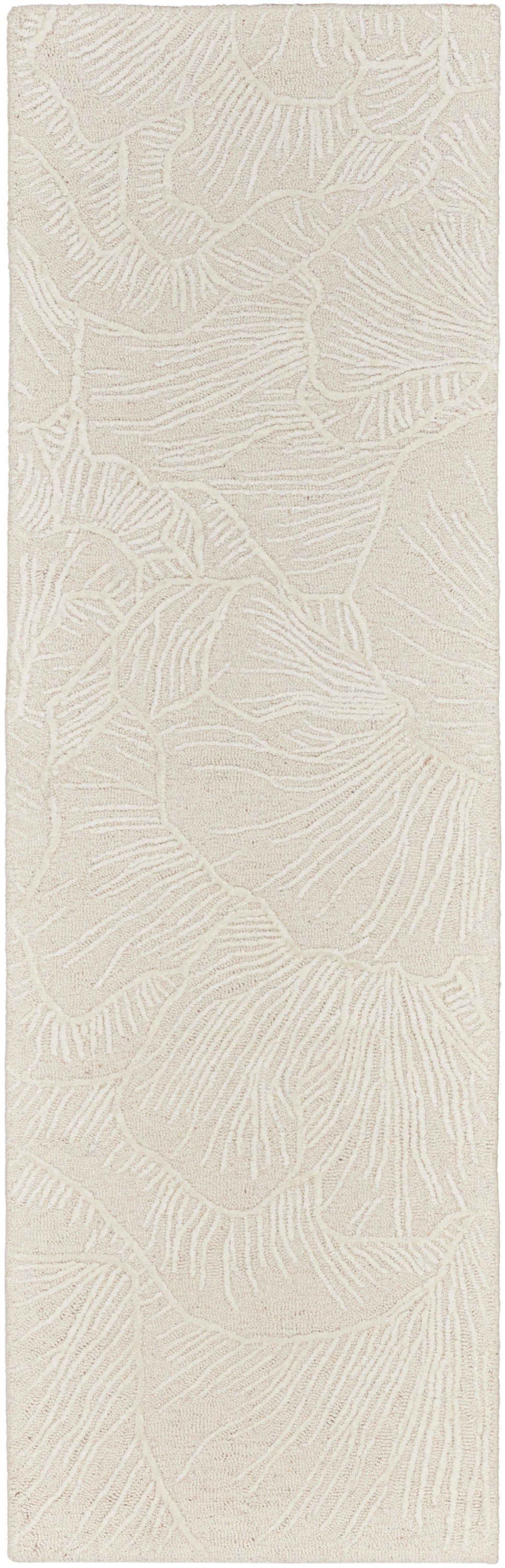 Ivory textured panel with subtle embossed palm-leaf pattern; tall vertical decorative wall covering.