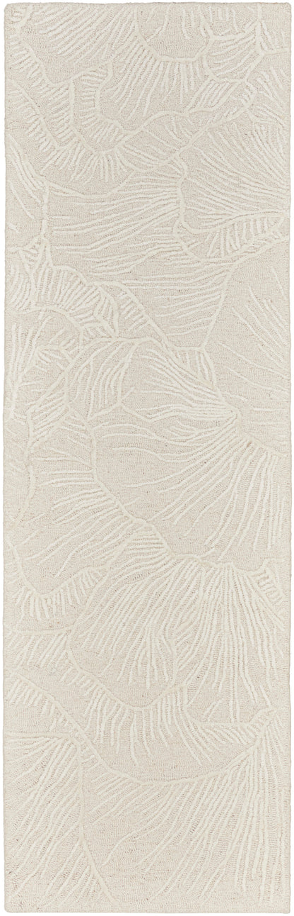 Ivory textured panel with subtle embossed palm-leaf pattern; tall vertical decorative wall covering.