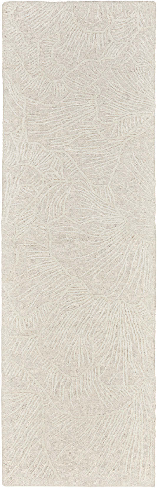 Ivory textured panel with subtle embossed palm-leaf pattern; tall vertical decorative wall covering.