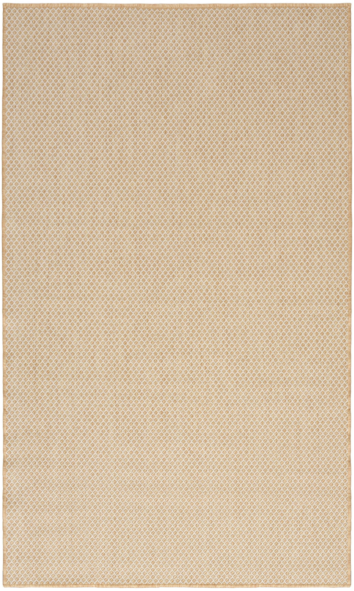 Beige-gold rug with a diamond lattice texture, subtle gradient and light border.