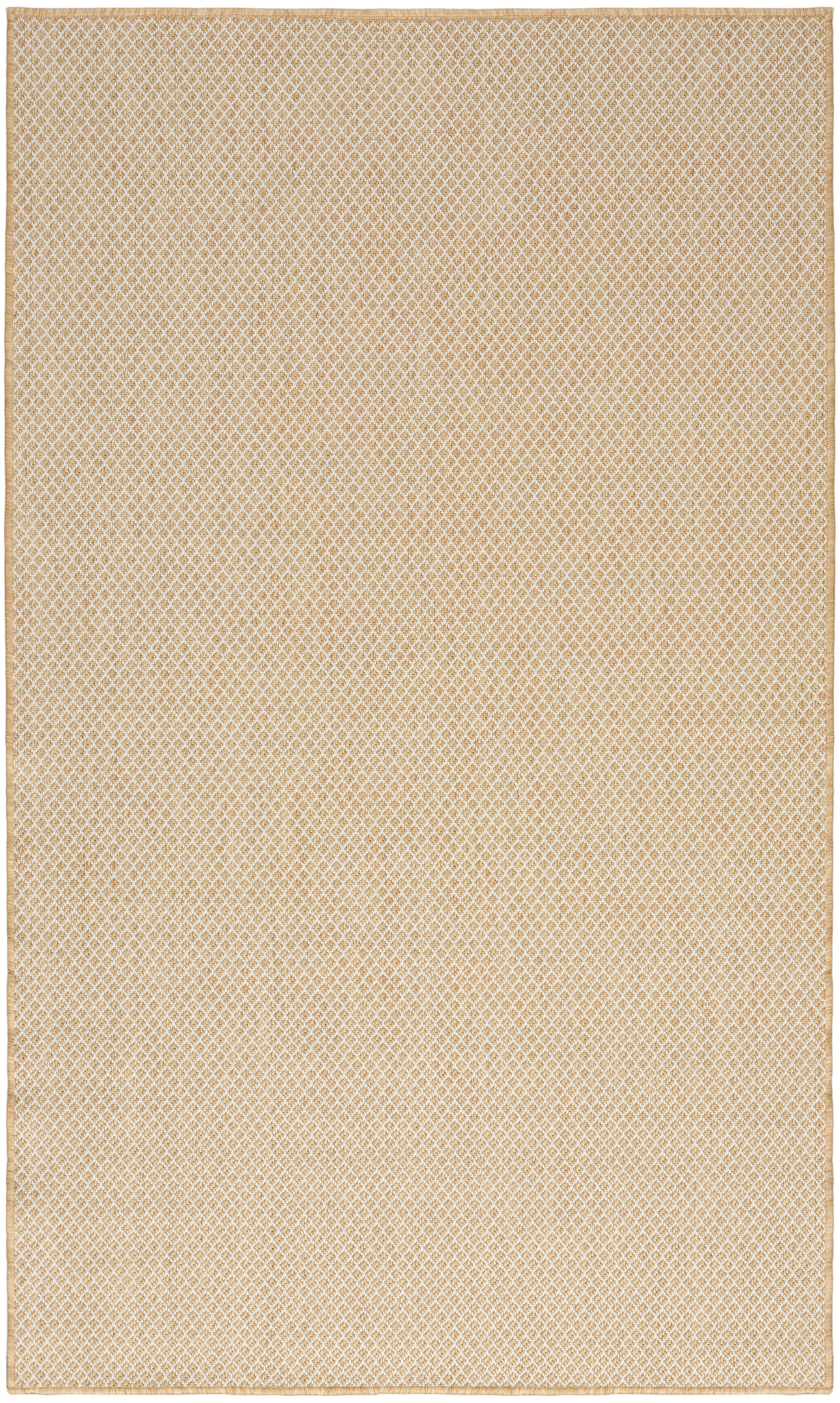 Beige-gold rug with a diamond lattice texture, subtle gradient and light border.