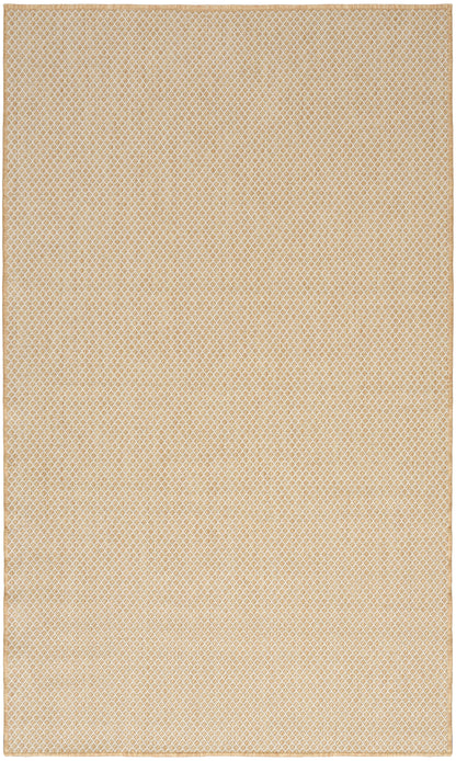 Beige-gold rug with a diamond lattice texture, subtle gradient and light border.
