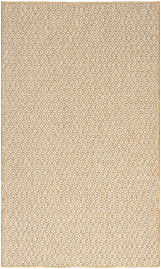 Beige-gold rug with a diamond lattice texture, subtle gradient and light border.