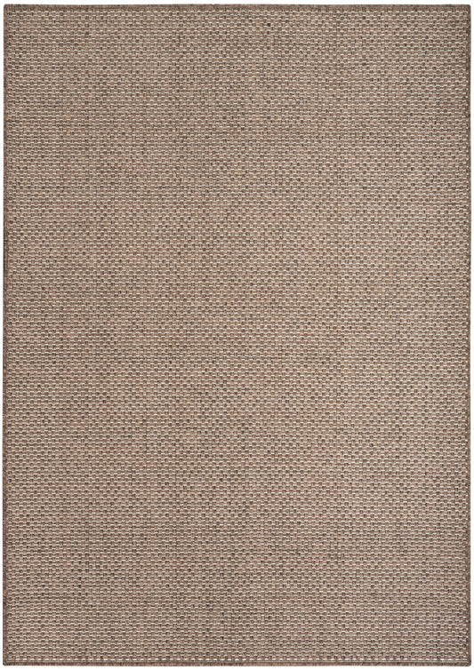 Beige-brown woven rug with a textured jute-like weave; rectangular, natural earthy decor.