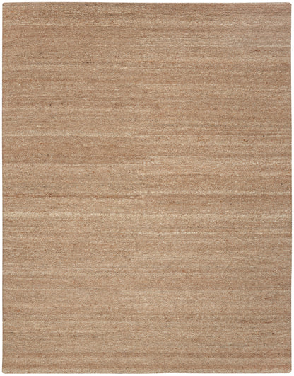 Beige flat-weave rug with subtle horizontal striations; neutral, versatile floor covering for living rooms or bedrooms.