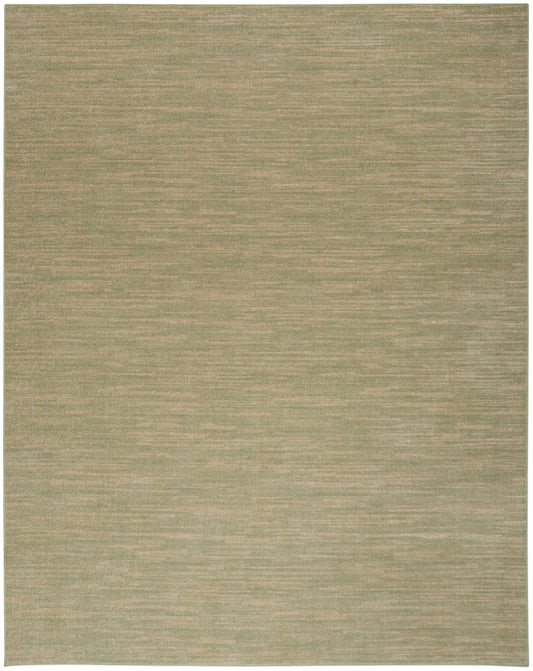 Rectangular olive-beige outdoor rug with a subtle heathered texture; versatile flat-weave style for outdoor spaces.