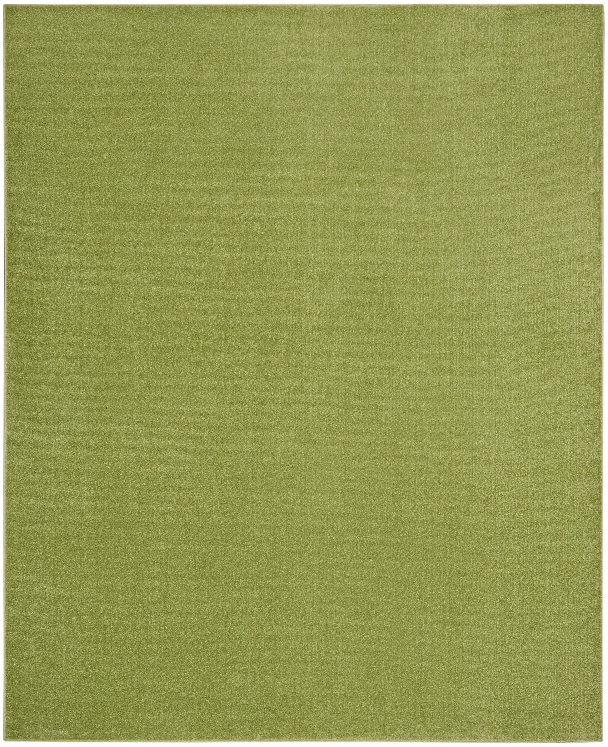 Olive-green outdoor rug, rectangular, 7' x 10'.