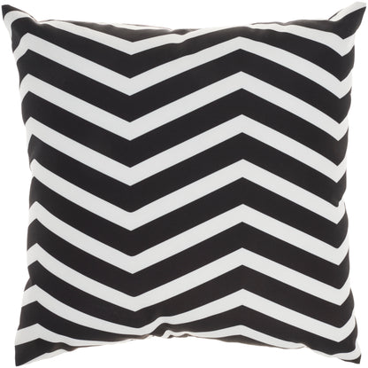 Black and white tropical-pattern square throw pillow for modern home decor.