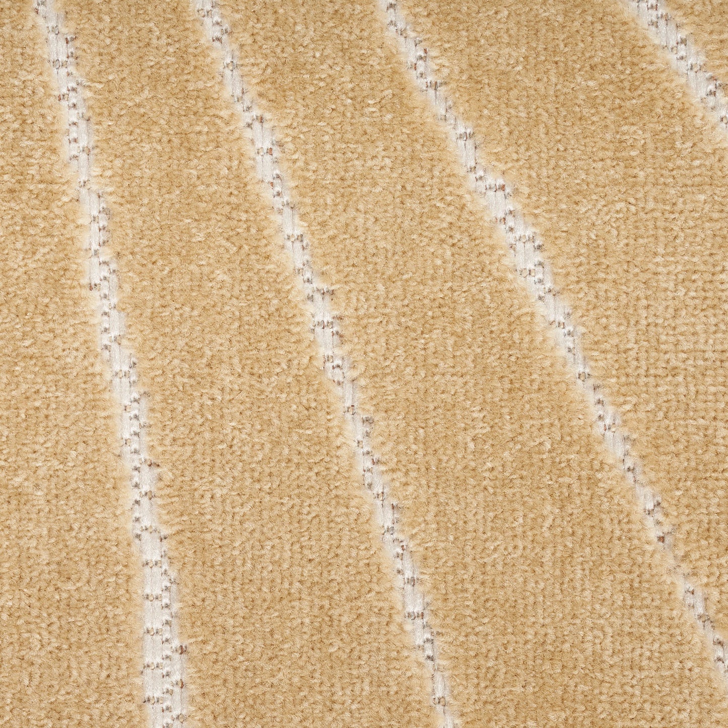Beige textured outdoor rug with cream diagonal stripes; 8' x 11'.