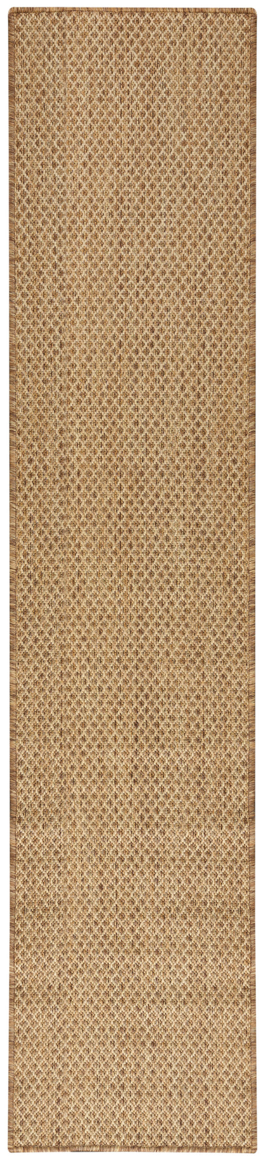 Natural jute hallway rug runner with a diamond lattice weave in warm tan/brown tones.