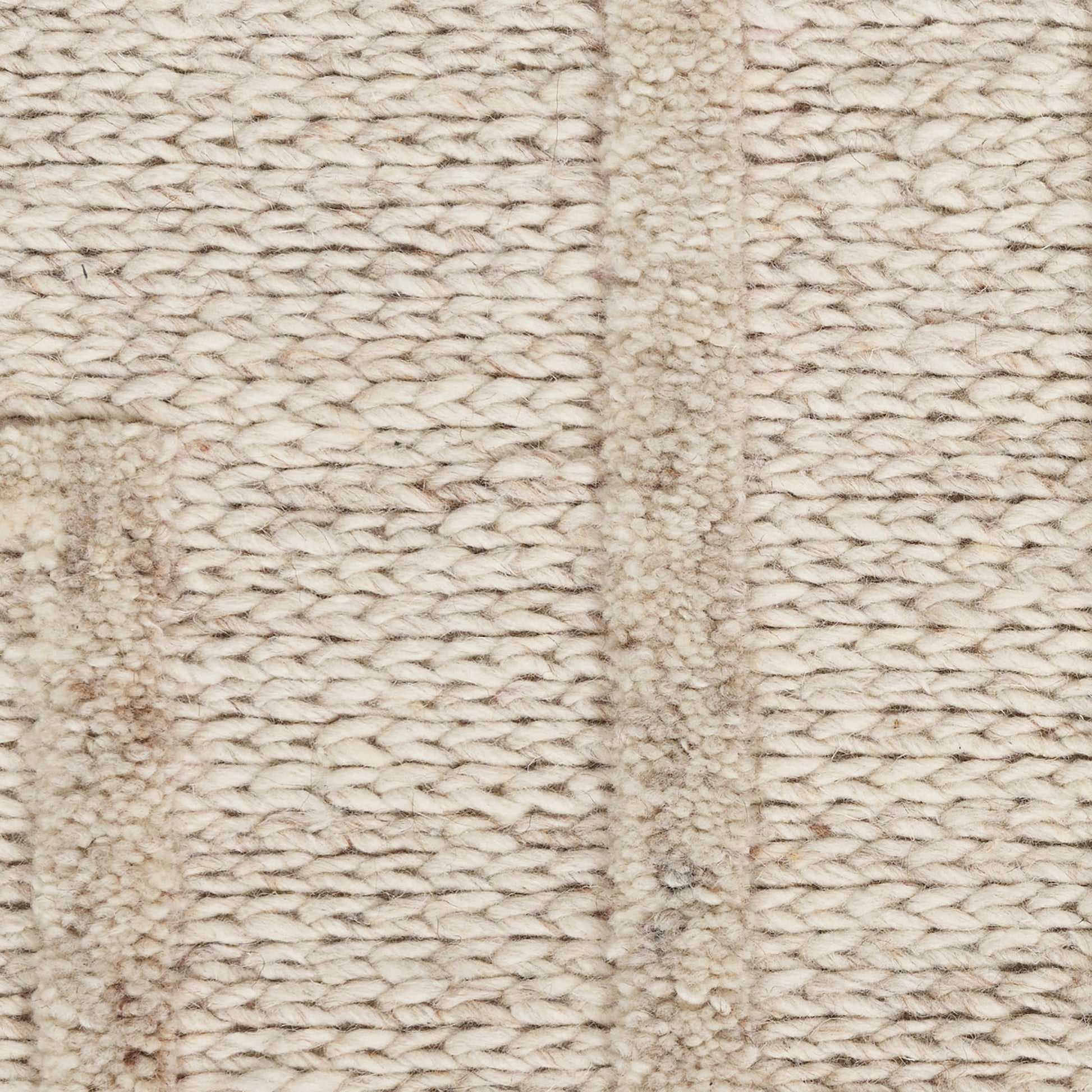 Beige chunky-knit textile & vertical stripe pattern; cozy wool blend rug or throw blanket.