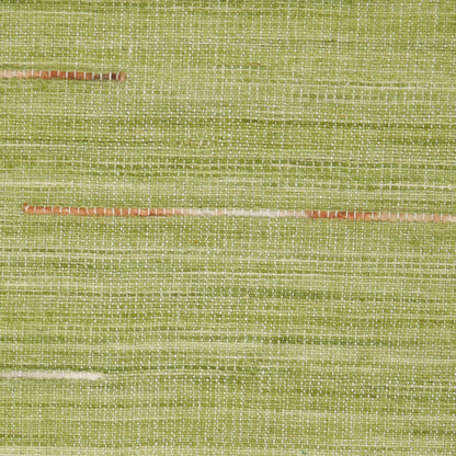 Lime green woven fabric with subtle texture and thin peach-beige bead-like stripes.