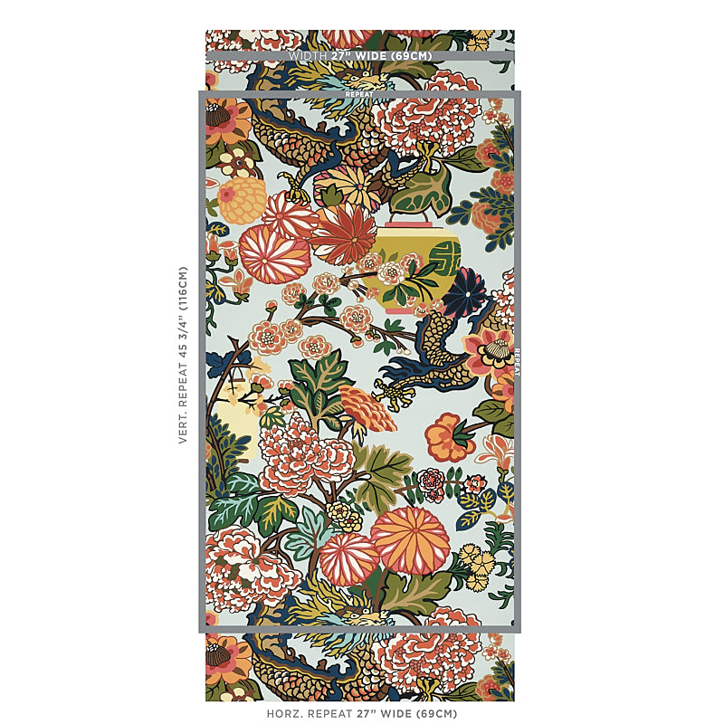 SCHUMACHER WALLCOVERING  PRINT HAPPY CHIANG MAI DRAGON   AQUAMARINE   - 5001060
