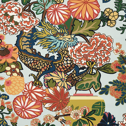 SCHUMACHER WALLCOVERING  PRINT HAPPY CHIANG MAI DRAGON   AQUAMARINE   - 5001060