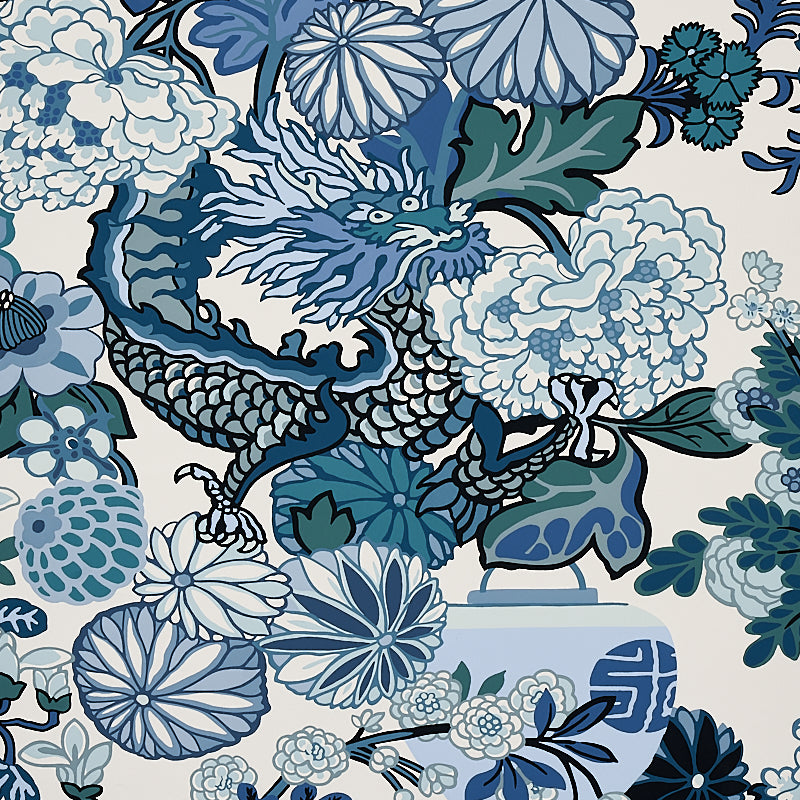 SCHUMACHER  EXUBERANT PRINTS CHIANG MAI DRAGON   CHINA BLUE   - 5001062