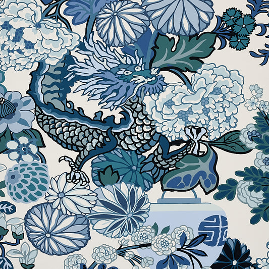 SCHUMACHER  EXUBERANT PRINTS CHIANG MAI DRAGON   CHINA BLUE   - 5001062