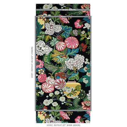 SCHUMACHER WALLCOVERING  EXUBERANT PRINTS CHIANG MAI DRAGON   EBONY   - 5001065