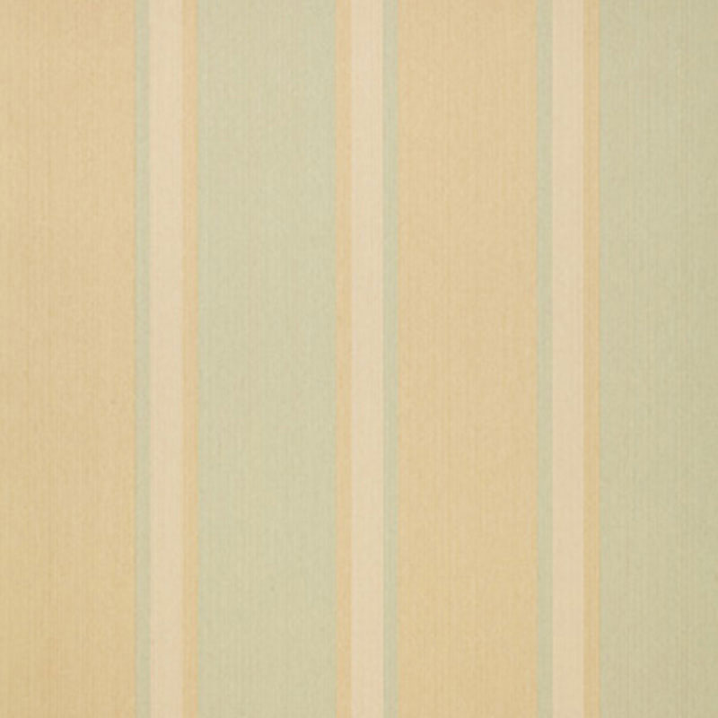 Pastel striped wallpaper with vertical beige, cream, and pale blue bands; subtle textured surface.