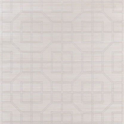 SCHUMACHER  TEXTURED WALLCOVERINGS & PRINTED GRASSCLOTHS LINYI EMBROIDERED FRET SISAL   NATURAL SHIMMER   - 5003555